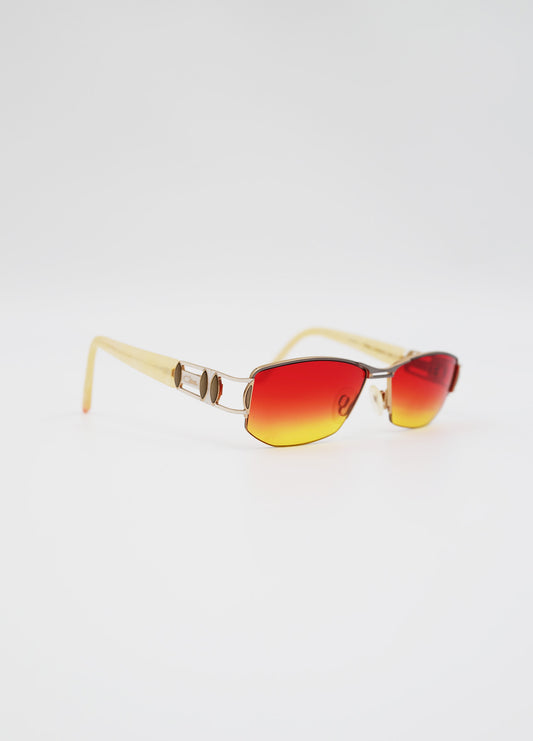 Lunette cazal vintage, verres orange, monture design en metal